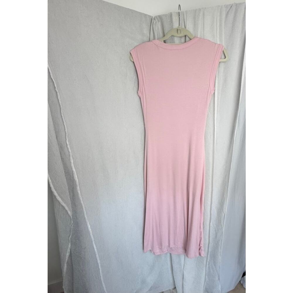 OGL Scoop Neck Side Ruched New Airy Bra Midi Dress Pink M Comfort and Style - Picture 7 of 7